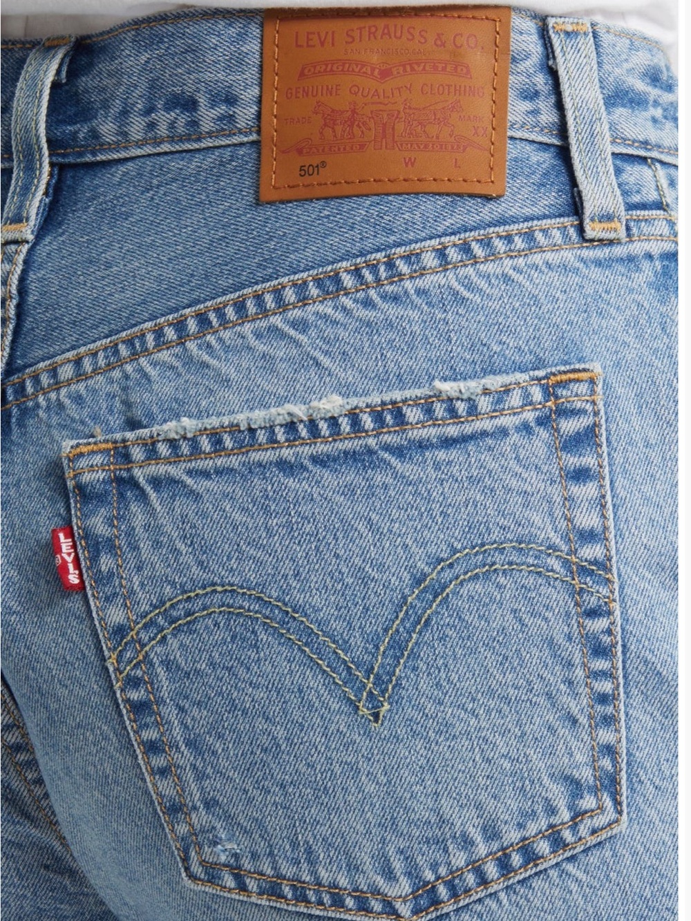 NWT Levi's 501 high rise crop Light Blue Straight Leg Jeans classic - Picture 5 of 5
